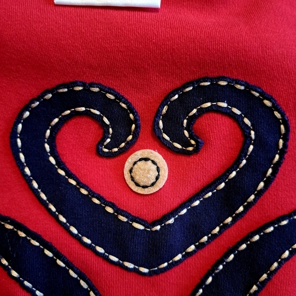 Hanna Andersson girls size 120 or 6-7 red dress with blue accent & heart design - Picture 8 of 8